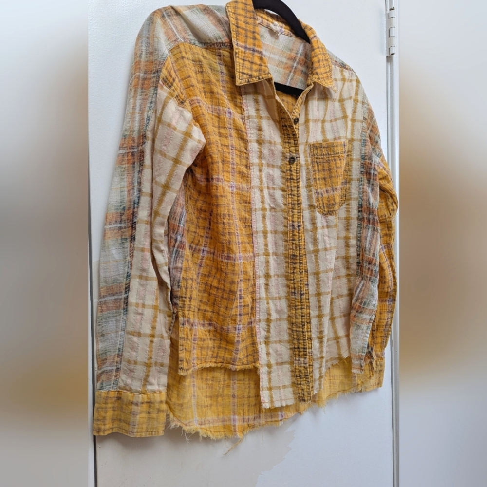 Yellow Plaid Button-Up Shirt